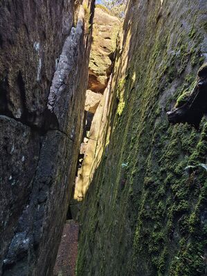 Karlów, 20.9.2025
Velká Hejšovina, Čertova kuchyně.
Klíčová slova: Karlów Stolové hory Góry Stołowe Velká Hejšovina Szczeliniec Wielki