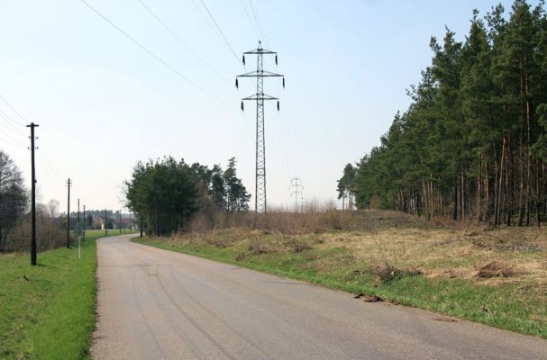 Labské Chrčice, Merenda, 8.4.2010
Pohled na písečný přesyp pod elektrovody od východu. 
Klíčová slova: Labské Chrčice Merenda