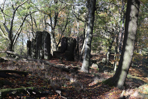 Liběšice, 17.10.2022
Vrch Sedlo, severní hřbet. Kamenný amfiteátr - skalní útvar na severním hřbetu Sedla.
Keywords: České Středohoří Liběšice vrch Velké Sedlo