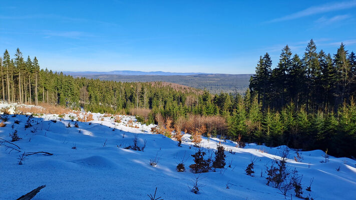 Orlické Záhoří, Trčkov, 29.1.2024
Zadní hora, pohled na Stolové hory.
Keywords: Orlické hory Orlické Záhoří Trčkov